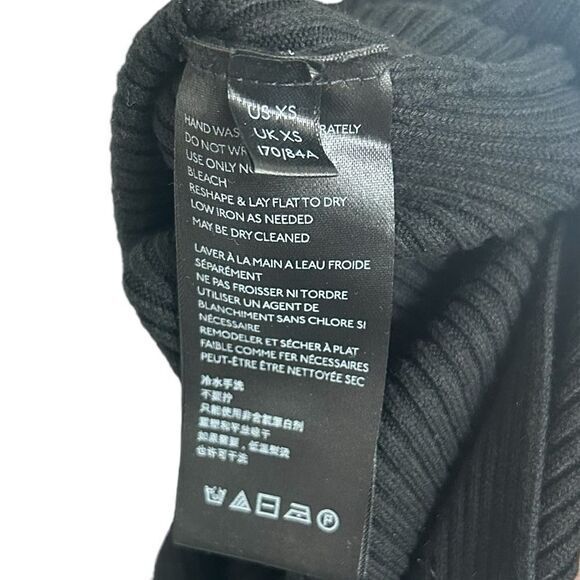 By Anthropologie Black Ribbed Knit Mock Neck Side Slit Dress Womens XSmall - Picture 7 of 9